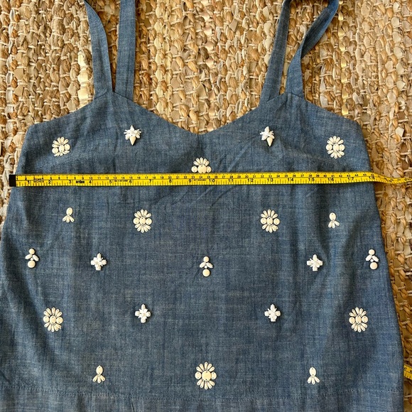 J. Crew Cropped Light Blue Denim Tie-Top with Embellishments Size 4 - Picture 4 of 8